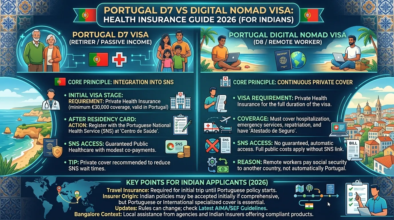 Portugal D7 vs Digital Nomad Visa: Health Insurance Guide 2026 — illustrative featured image